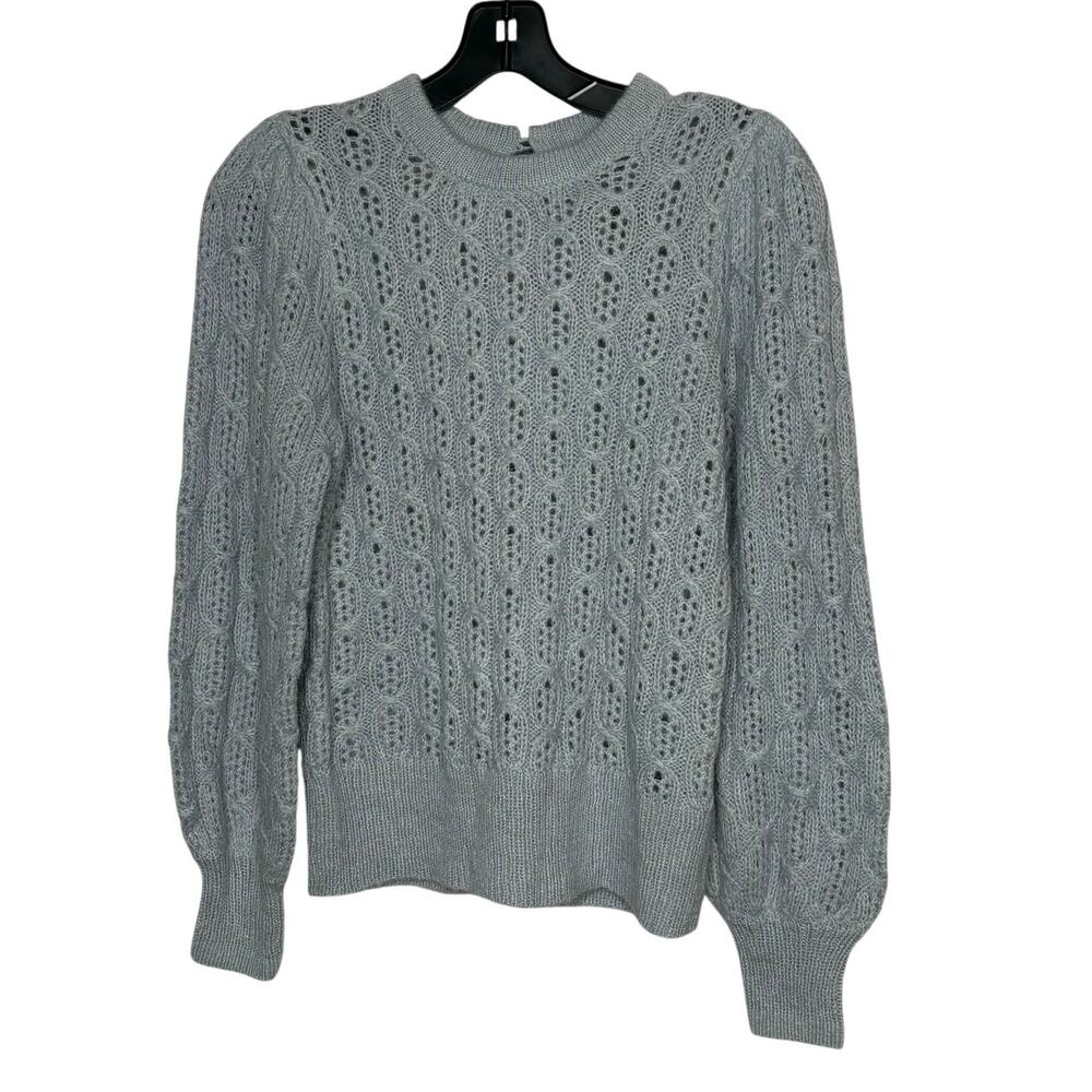 J. Crew Alpaca Wool Dusty Blue Long Sleeve Cable Knit Cozy Soft Sweater XS New